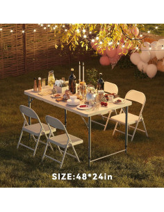 Mesa Plegable Nazhura 4 Pies Blanca, Resistente y Portátil 2