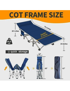 Cama de Camping Plegable NESDCC 2 Paquetes con Colchón 204KG 2