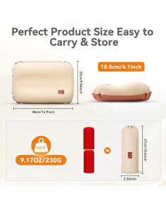 Almohada Inflable Portátil TANSTRIDER CP-01 Caqui Ergonómica 2