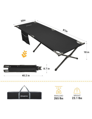 Cama de Camping Plegable KingCamp 205.7x76.2cm Resistente