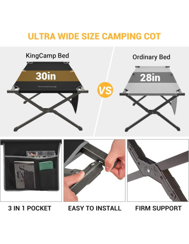 Cama de Camping Plegable KingCamp 205.7x76.2cm Resistente