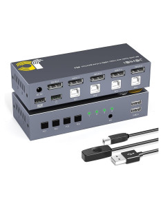 Conmutador KVM DisplayPort 8K 4 Puertos JCHICI con Control Remoto