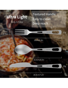 Juego de Cubiertos de Titanio OUTXE 3 Piezas Portátil Ligero 2