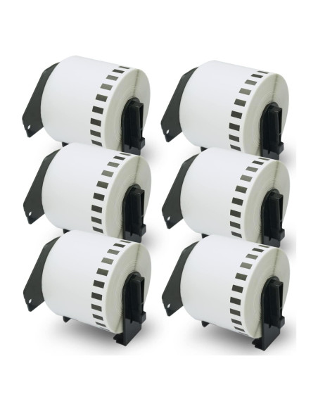 BETCKEY Etiquetas Continuas 62mm x 30.48m para Brother QL - 6 Rollos