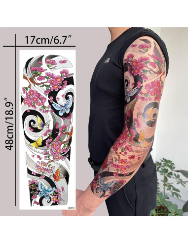 Tatuajes Temporales de Manga Completa Aresvns - 12 Hojas a Prueba de Agua