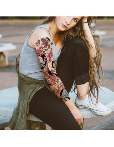 Tatuajes Temporales de Manga Completa Aresvns - 12 Hojas a Prueba de Agua