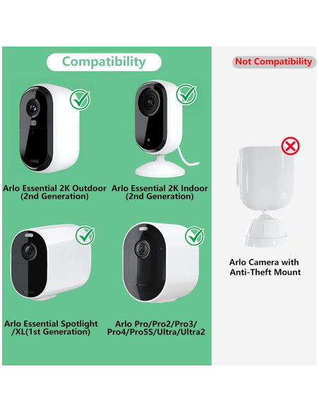 Soporte Ajustable para Cámara Arlo Essential 2K y Pro - Negro