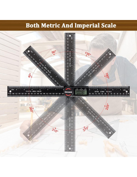 Transportador de Ángulo Digital TBVHOMM 200 mm con Pantalla LCD