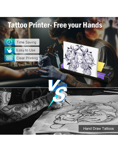 Impresora de Plantillas de Tatuaje Tatouhom Bluetooth 0.592kg