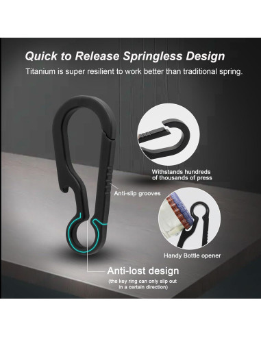 Llavero de Carabina de Titanio PJYTAC TKC02B Negro 5.08 cm