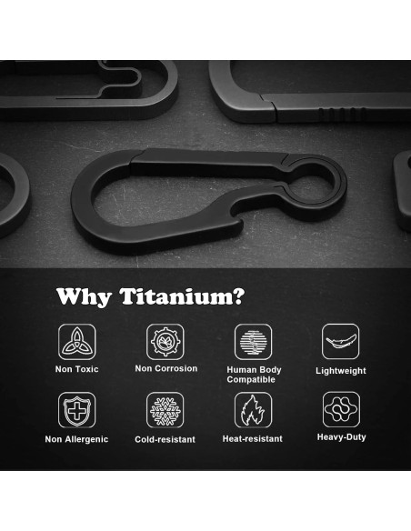 Llavero de Carabina de Titanio PJYTAC TKC02B Negro 5.08 cm
