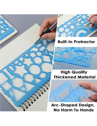 Juego de 2 Plantillas Geométricas JIEYAO - Dibujo y Medición