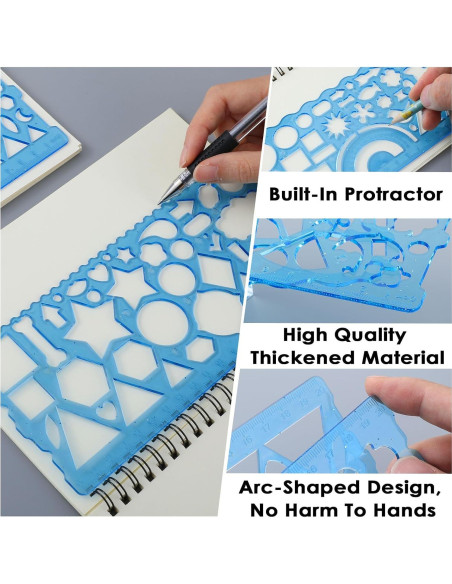 Juego de 2 Plantillas Geométricas JIEYAO - Dibujo y Medición