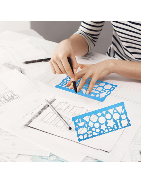 Juego de 2 Plantillas Geométricas JIEYAO - Dibujo y Medición