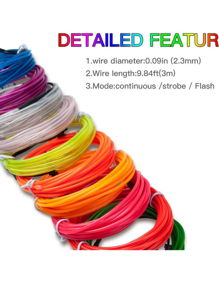 Cable Electroluminiscente Rosa 2.74m Lychee para Decoración