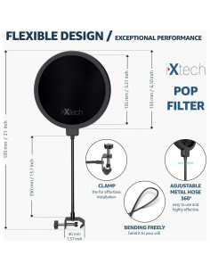 Filtro Pop IXTECH Doble Capa para Micrófono Negro Plata 2