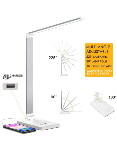 Lámpara de Escritorio LED HMFUNTM con Carga USB y 50 Modos