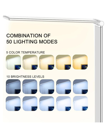 Lámpara de Escritorio LED HMFUNTM con Carga USB y 50 Modos