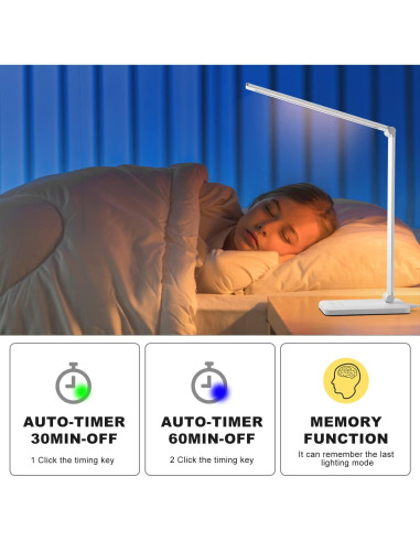 Lámpara de Escritorio LED HMFUNTM con Carga USB y 50 Modos