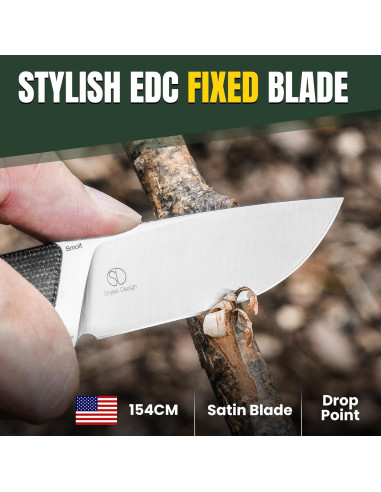 Cuchillo de hoja fija Kizer Smolt 7.44 cm acero 154CM Micarta