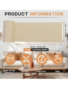 Cinta de Reparación de Cuero Autoadhesiva Fadoub 10 x 160 cm Beige 2