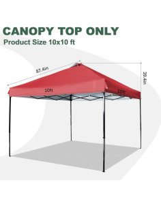 Tapa de Reemplazo SCOCANOPY 10x10 Rojo Impermeable UV 50+ 2