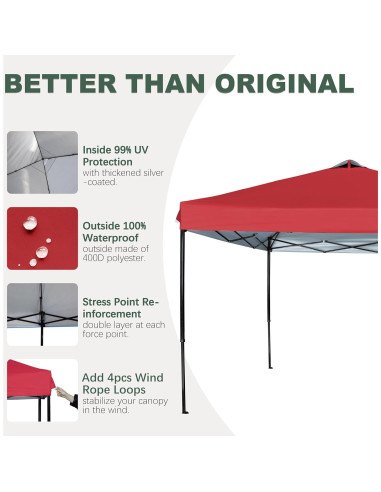 Tapa de Reemplazo SCOCANOPY 10x10 Rojo Impermeable UV 50+