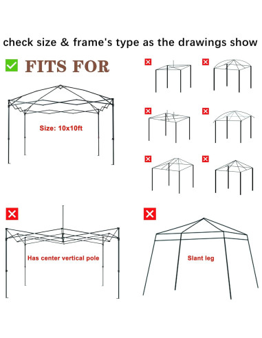 Tapa de Reemplazo SCOCANOPY 10x10 Rojo Impermeable UV 50+