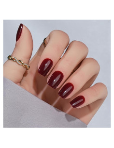 Uñas Postizas Cortas Jofay Fashion Rojas - Kit 24 Piezas