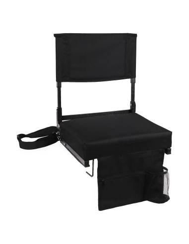Silla de Estadio Plegable JST GAMEZ ST-01-BK-ULTRA con Respaldo Alto y Cojín