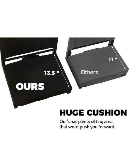 Silla de Estadio Plegable JST GAMEZ ST-01-BK-ULTRA con Respaldo Alto y Cojín