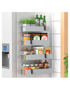 Estante de Especias Magnético Hleelomi 4 Piezas Gris