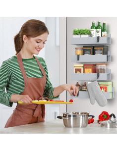 Estante de Especias Magnético Hleelomi 4 Piezas Gris 2