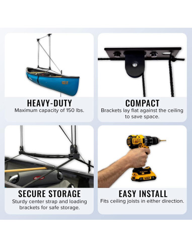 Elevador de Escaleras de Techo StoreYourBoard 68 kg Ajustable