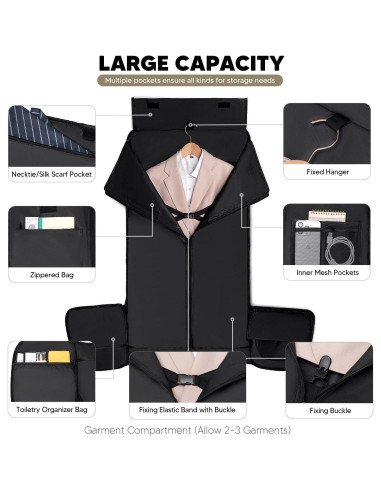 Bolsa Duffle de Ropa Vessgra 2 en 1 Verde Militar 15 Compartimentos