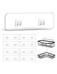 FGSAEOR 9 Ganchos Adhesivos para Soporte de Ducha Transparente