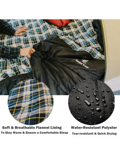 Saco de Dormir GEERTOP Franela Grande 220x99cm para Climas Fríos 2