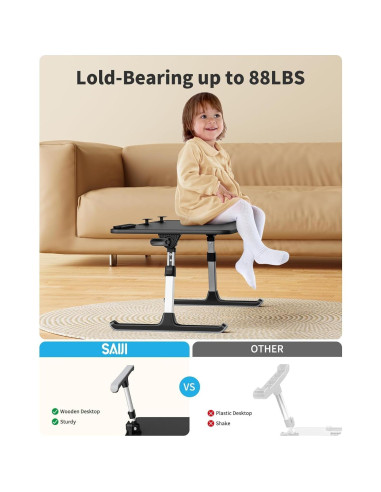 Mesa de Laptop Ajustable SAIJI Plegable 52.1x30 cm Negra