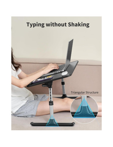 Mesa de Laptop Ajustable SAIJI Plegable 52.1x30 cm Negra