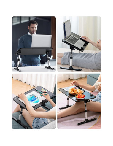 Mesa de Laptop Ajustable SAIJI Plegable 52.1x30 cm Negra
