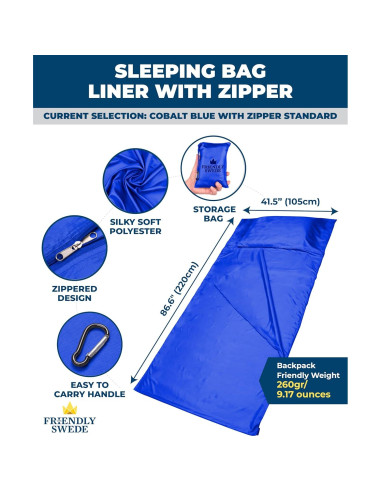 Saco de Dormir The Friendly Swede 260g Forro Poliéster Azul