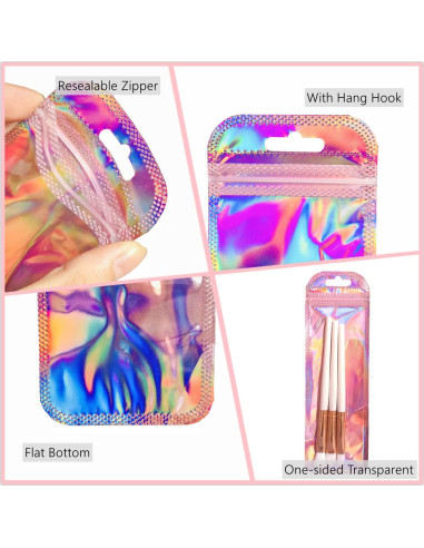 100 Bolsas Holográficas Reutilizables BOBECI 6x18.5cm