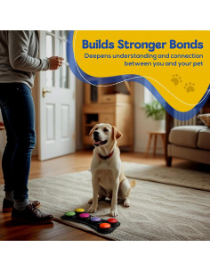 Botones de Comunicación para Perros PAWHUGS - 6 Pack con Alfombrilla y Clicker 2