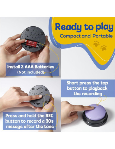 Botones de Comunicación para Perros PAWHUGS - 6 Pack con Alfombrilla y Clicker