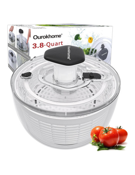 Secador de Ensalada Ourokhome 3.6L Negro con Presión a Mano