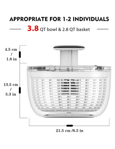 Secador de Ensalada Ourokhome 3.6L Negro con Presión a Mano