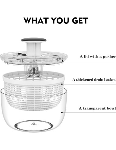 Secador de Ensalada Ourokhome 3.6L Negro con Presión a Mano