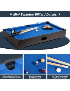 Mesa de Billar Mini 68.58 cm REAHOISY con Accesorios 2