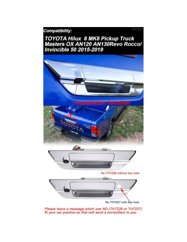 Cámara de visión trasera Toyota Hilux 8 MK8 2015-2019