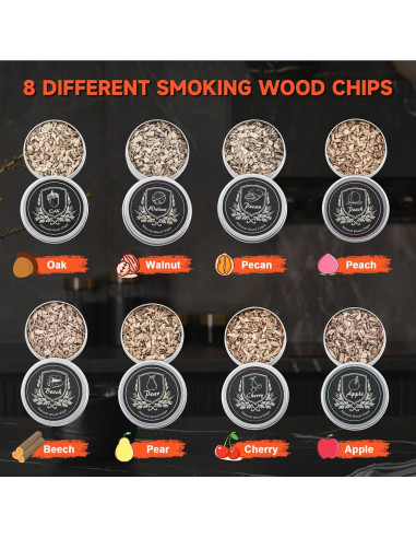 Kit de Ahumador de Cócteles Wanvoapl WB-smoker con 8 Sabores